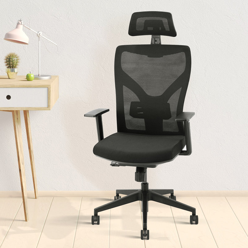 Chaise de bureau ergonomique réglable, chaise d'ordinateur avec hauteur de siège réglable et support lombaire.