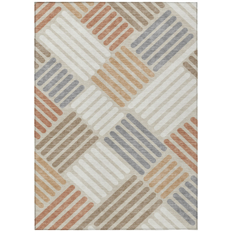 Machine Washable Indoor/Outdoor Bourkelands ACN2339 Geometric Rug