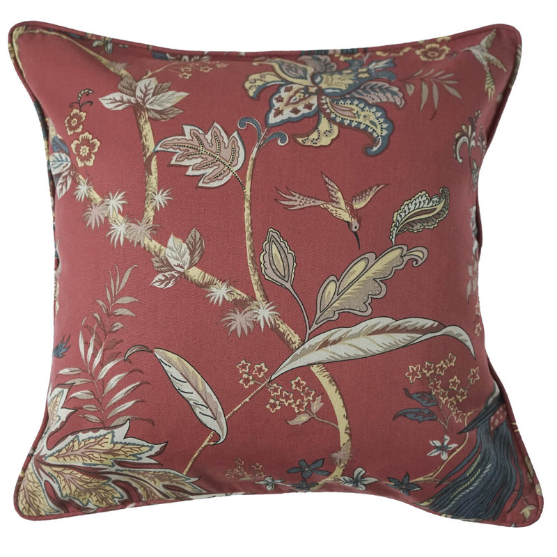 Carbonville Floral Square Cushion, Terracotta Blue/Pink/Brown