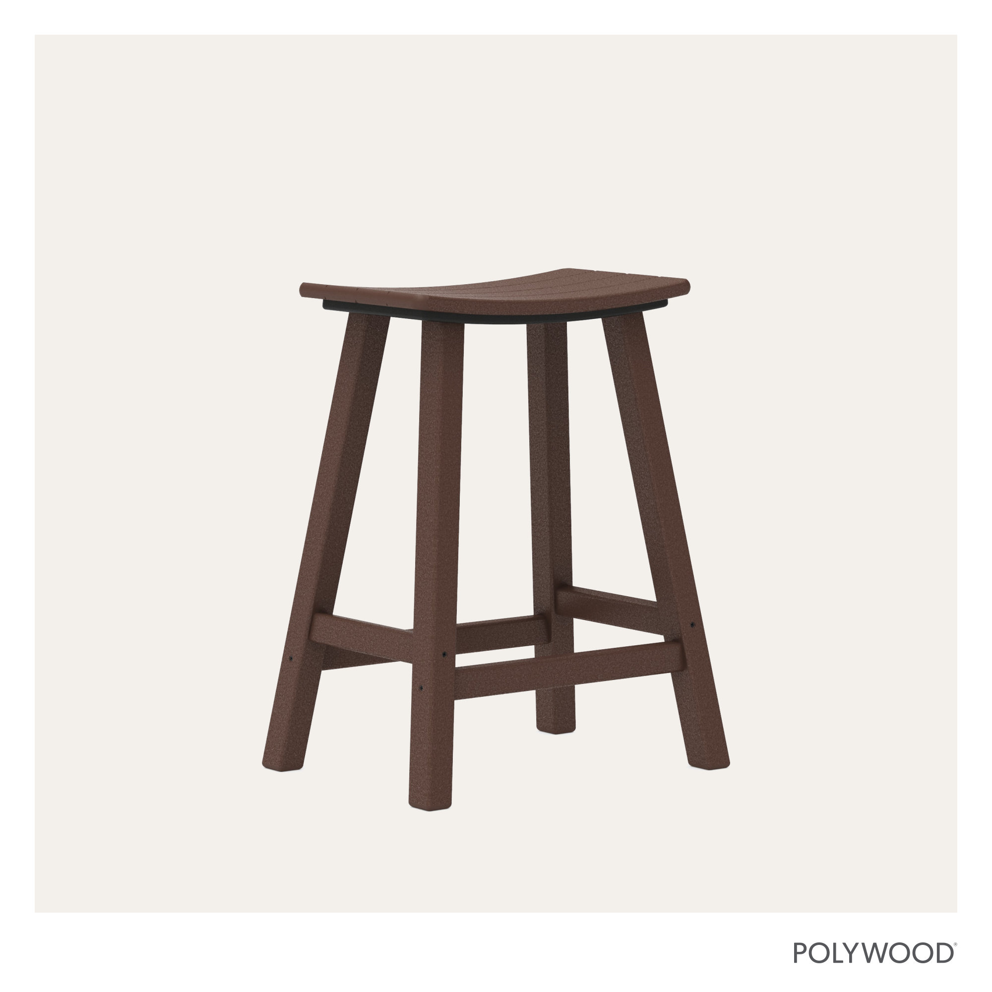 POLYWOOD Traditional Garden Patio Bar Stool, 24.75" H, Mahogany