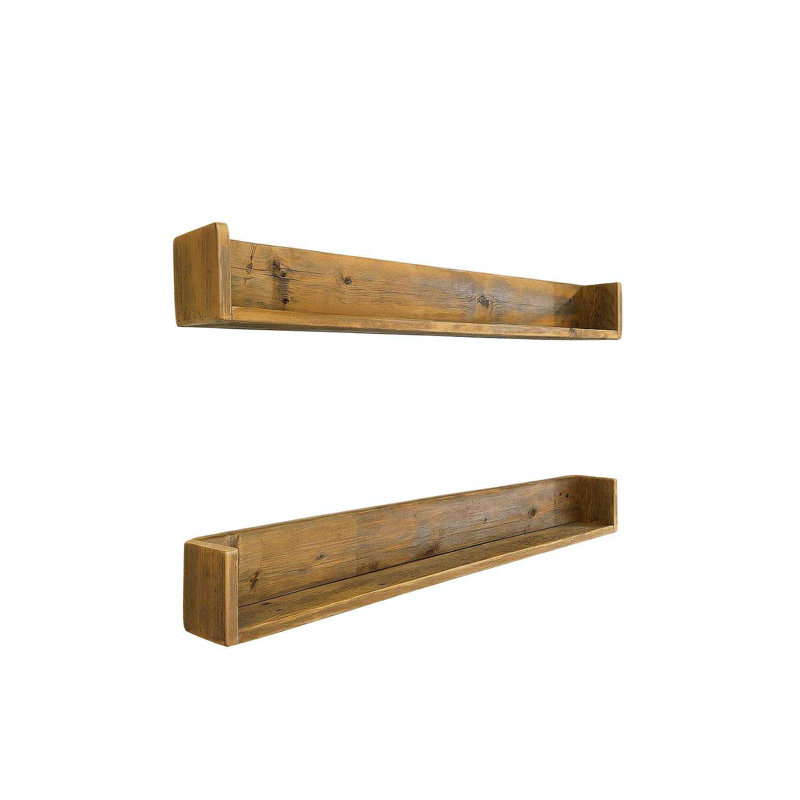 Tablettes flottantes en bois récupéré - ensemble de 2 tablettes murales rustiques pour un décor de ferme moderne