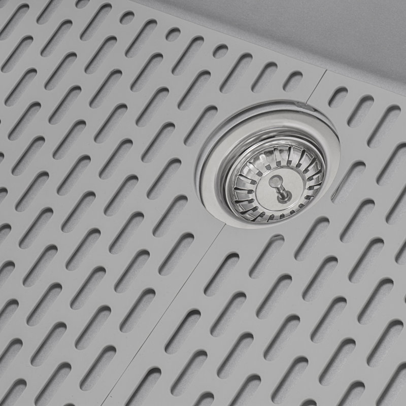 Ruvati 33 x 19 inch Granite Composite Quartz Undermount Low Divide Double Bowl Kitchen Sink, Gray