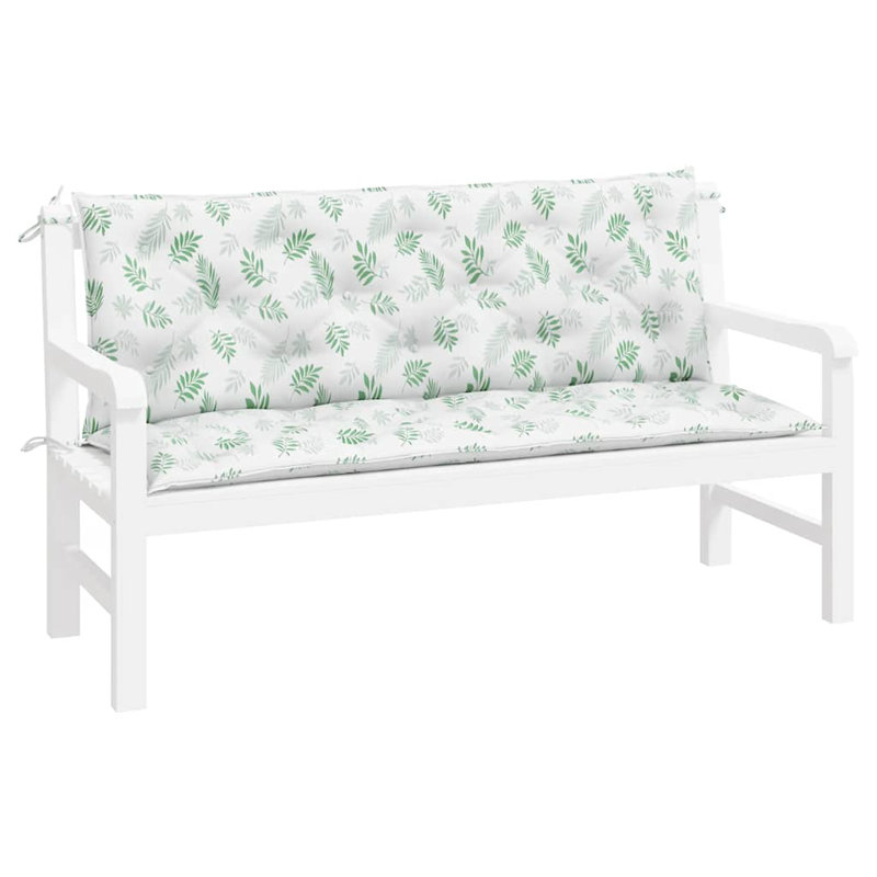Ensemble de coussins de banc d'extérieur 100% polyester 2 feuilles Garden, H 19,7 po x l 59,1 po x P 2,8 po
