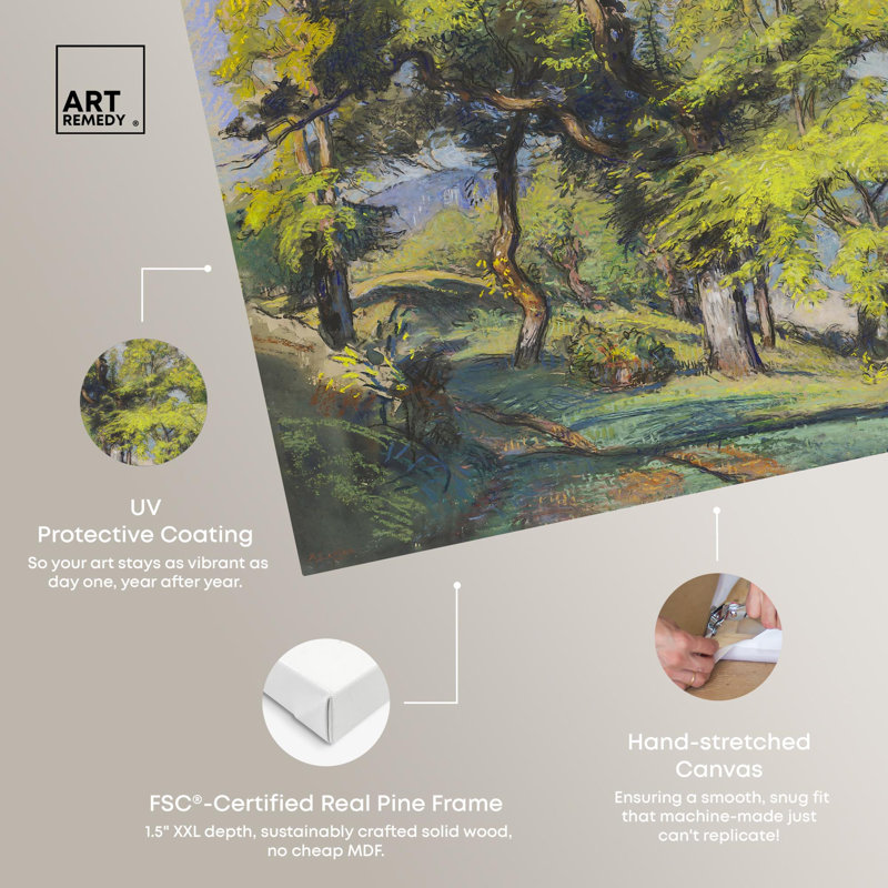 Trees Above a River Green and Blue Wrapped Canvas Landscape Art
