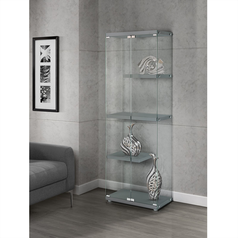 Maxwell Black Glass Lighted Display Cabinet with Magnetic Doors