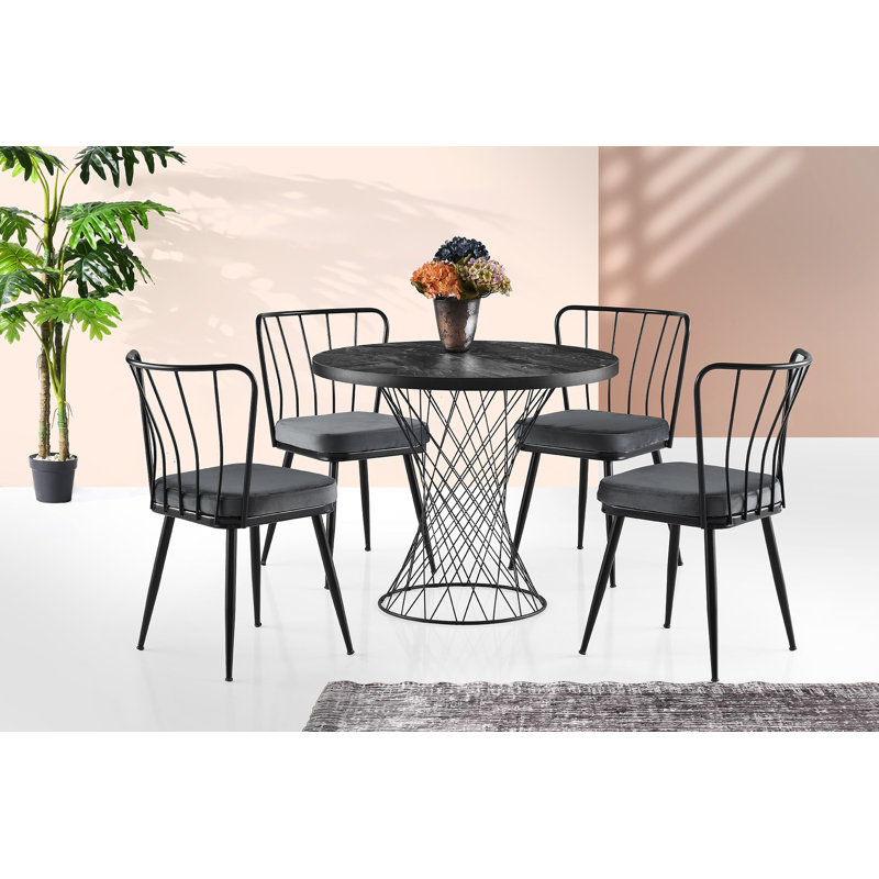 Modern Black Dining Table with Metal Legs, 35.4 x 29.5 x 35.4 inches | 100% Melamine Coated Particle Board for Durability | Supports Up to 29.8 lbs | Ideal for Industrial & Contemporary Spaces, Stylish & Functional
