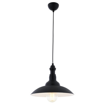 Modern Industrial Chandelier, Black Metal Body, 35 cm Diameter x 35.4 inches Height | E27 Socket, Max 40W | Scandinavian & Novelty Design, Perfect for Home Dining Room & Living Spaces, Elegant & Stylish Lighting