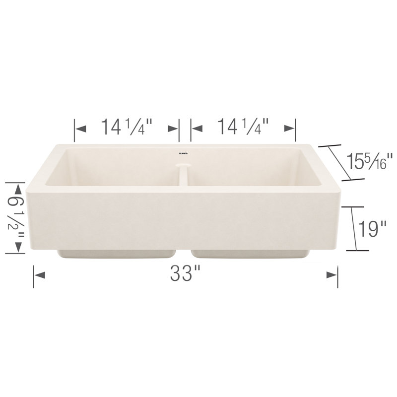 Vintera SILGRANIT 33" L X 19'' W Double Bowl Farmhouse Sink, Soft White