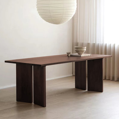 Table de salle à manger rectangulaire en bois massif brun noisette