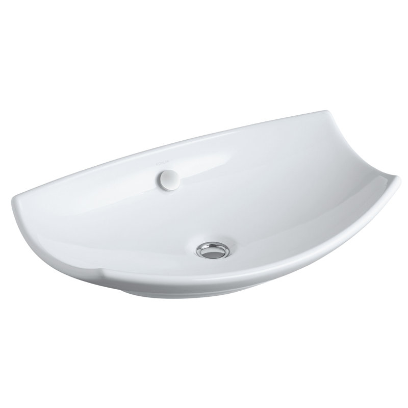 Lavabo de salle de bain vasque en argile réfractaire avec trop-plein Leaf ™ Bancroft, Blanc