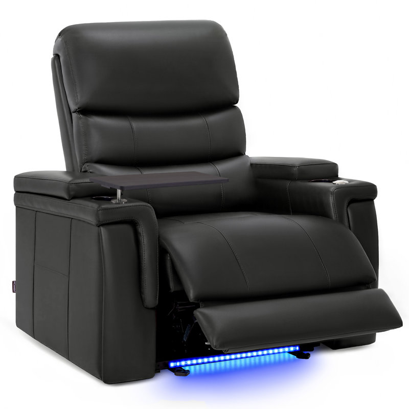 Power Reclining Home Theater Seating with Adjustable Headrest & Lumbar Support, Black