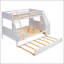 Lit simple superposé au dessus d'un lit double avec lit gigogne et bureau intégré