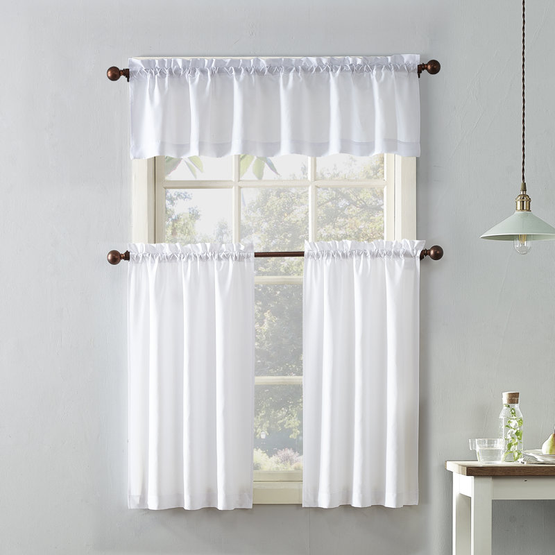 Cantonnière et volants semi-diaphanes avec passe-tringle Buchheit, Blanc, l 54 po x L 24 po