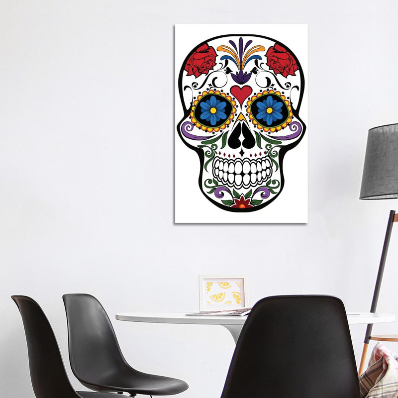 Skull with Flowers 1 Piece Wrapped Canvas Wall Art, 101.6cm H x 66.04cm W x 1.9cm D