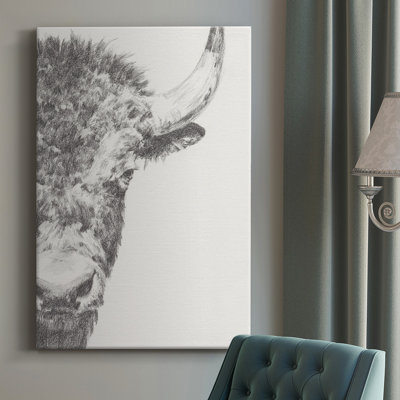 Graphite Bison Portrait I - peinture sur toile tendue