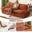 Coussin convertible pour grand lit en velours côtelé orange de 31 po de largeur, 73,2 po de largeur et pièces amovibles Orange