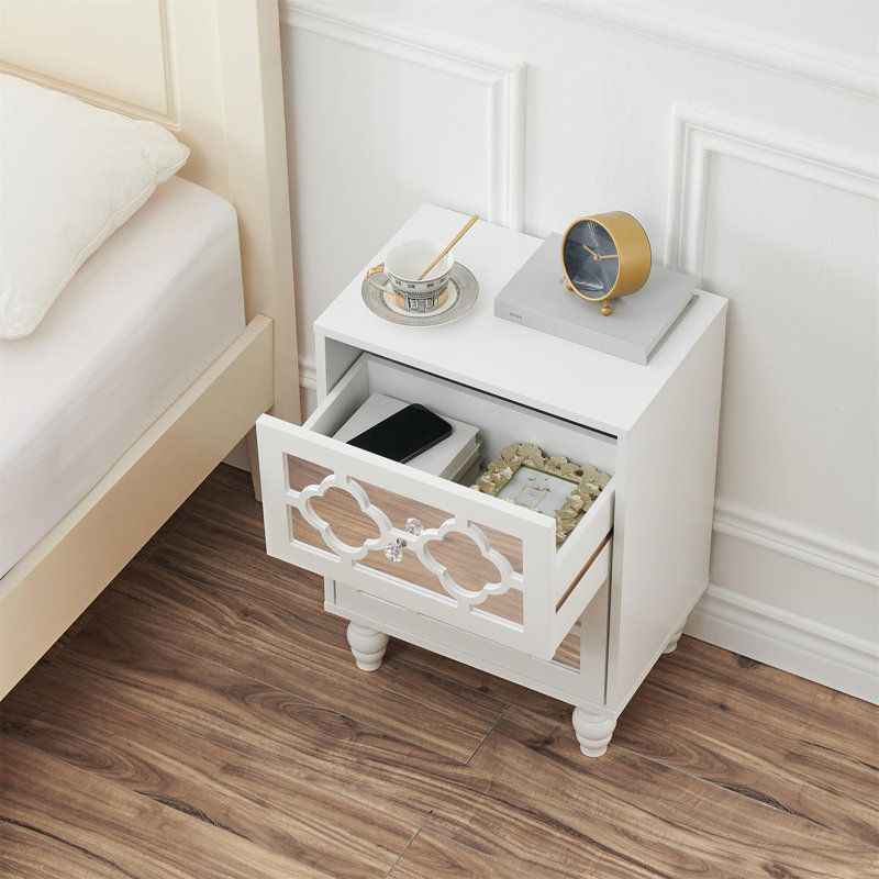 Table de chevet 2 tiroirs Blayz, Blanc