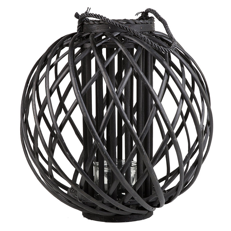 Wood Floor Lantern, Black