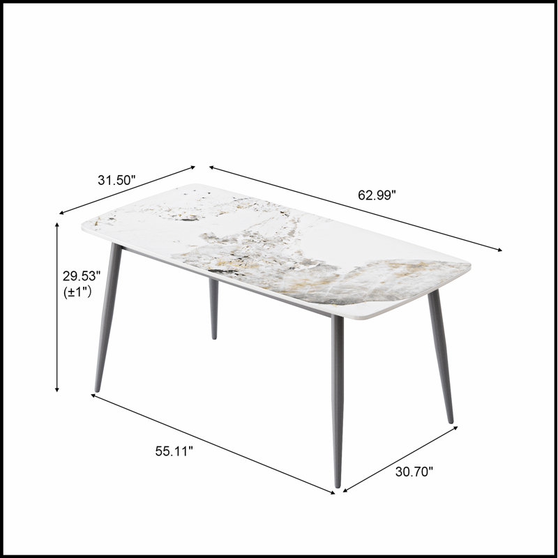 Table de salle à manger Modern, Gris foncé / blanc / brun