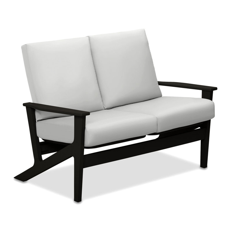 Chrisa 51.5'' Wide Loveseat with Cushions, White, Textured Black