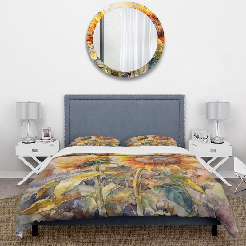 Ensemble de housse de couette en microfibre / polyester Yellow Sunflower Symphony III Bedding