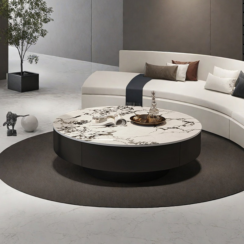 Table ronde légère et luxueuse, H 13,8 po x L 27,6 po x l 27,6 po