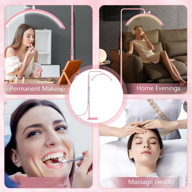 Half Moon Lash Light Led Floor Lamp For Eyelash Extension, Pink