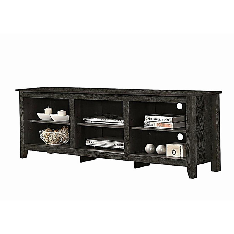 Meuble télé Bernardo 70 po avec tablettes ouvertes et gestion des câbles Bernardo, Gris foncé