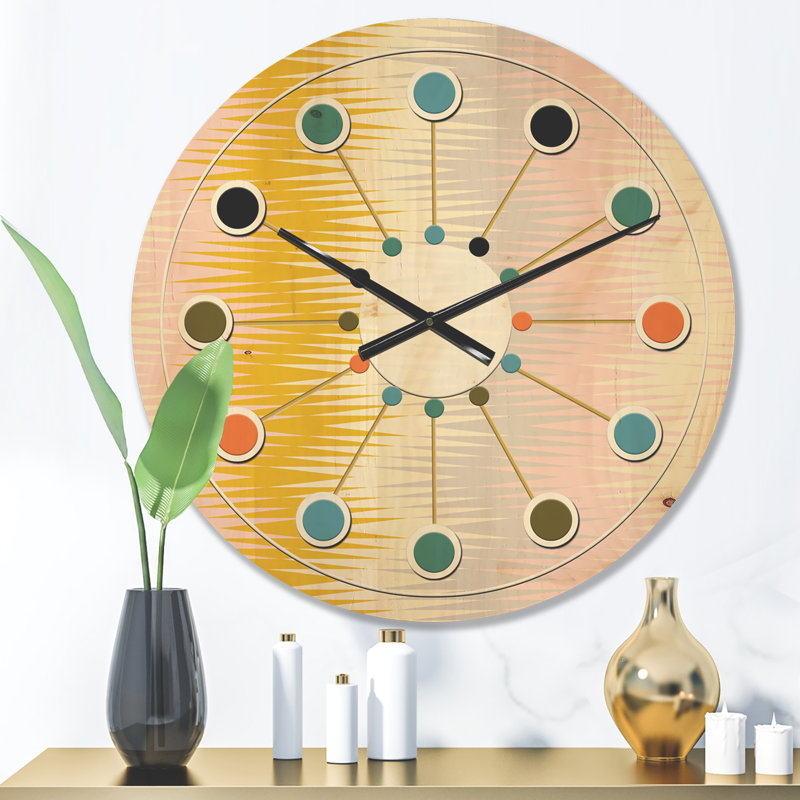 Horloge murale abstraite en bois, horloge décorative moderne - dessin abstrait IV, Moyenne