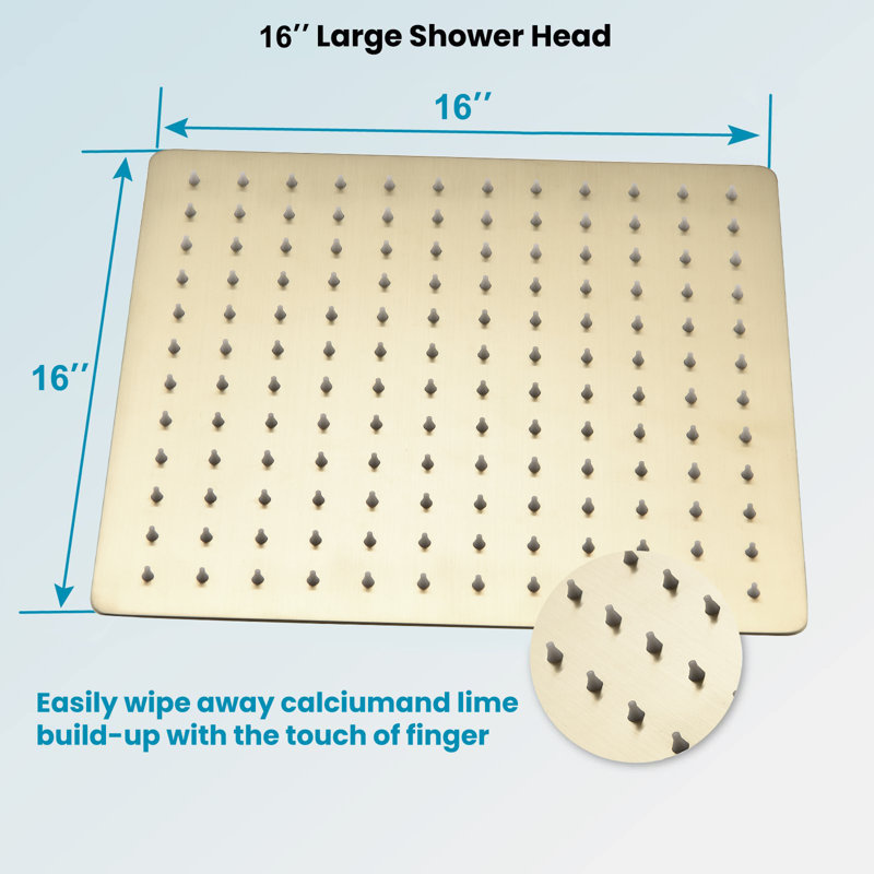 Rain Fixed Shower Head 2.0 GPM GPM, Brushed Gold