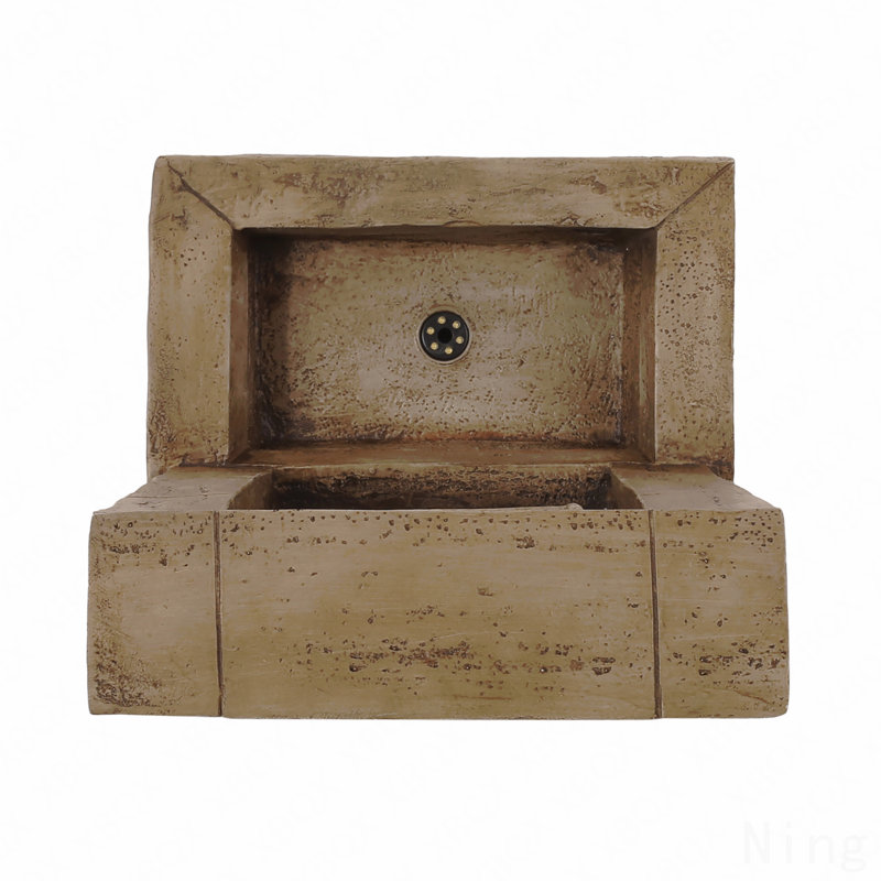 Fontaine de sol artisanale de 35,25 po de hauteur, rÃ©sistante aux intempÃ©ries, avec Ã©clairage, brun clair