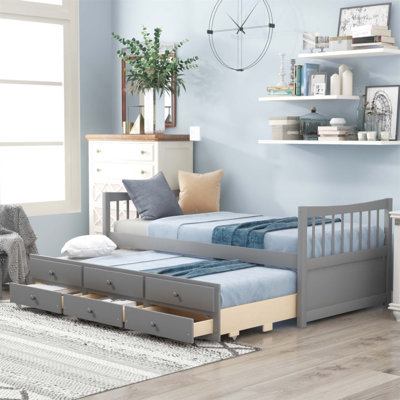 Lit de jour avec couchette et tiroirs, conception élégante pour plus d'espace de couchage et de rangement, parfait pour les maisons modernes