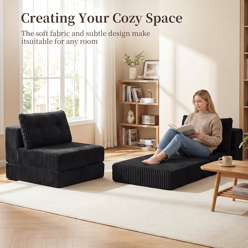 Velvet Chaise Lounge, Black
