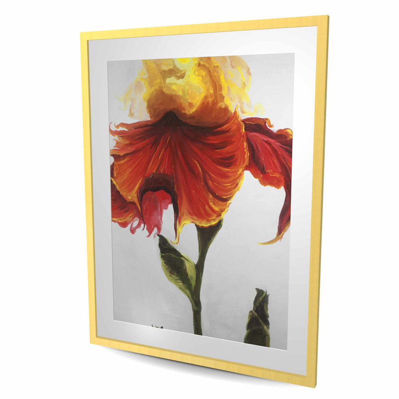 «Blossoming Lily Flower Print» - cadre encadré blanc