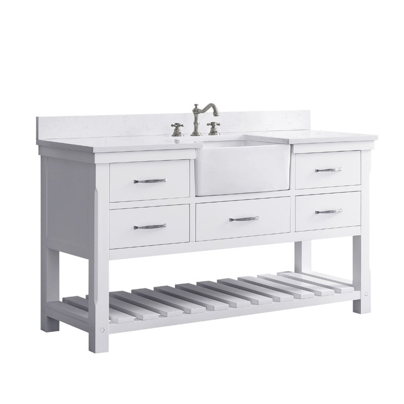 Ensemble de meuble-lavabo simple 60 po Curiel, Blanc / nickel brossé