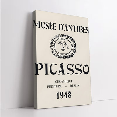 1 pièce, art mural, affiches, musée d'Antibes Picasso, exposition de 1948, affiche sur toile, art abstrait rétro, reproduction d'art pour salon, chambre à coucher, bureau, décoration, œuvre d'art minimaliste moderne