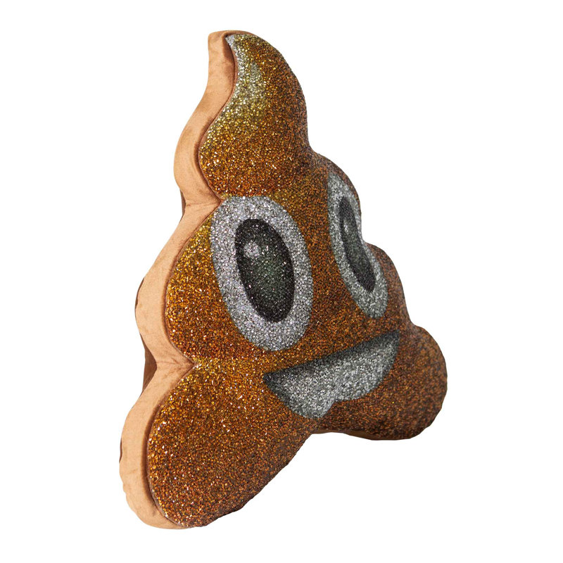 Sparkles Home Luminous Poop Emoji Throw Pillow | Rhinestones | Velvet Cover | Insert Included