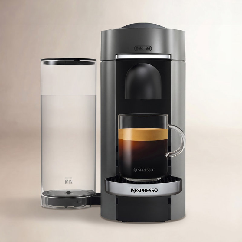 Nespresso VertuoPlus Deluxe Coffee and Espresso Maker with Aeroccino Milk Frother by De'Longhi, Titanium