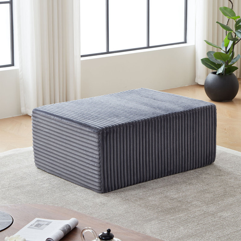 Canapé modulaire profond en velours côtelé avec porte-gobelets, aucun assemblage requis, Gris, 6
