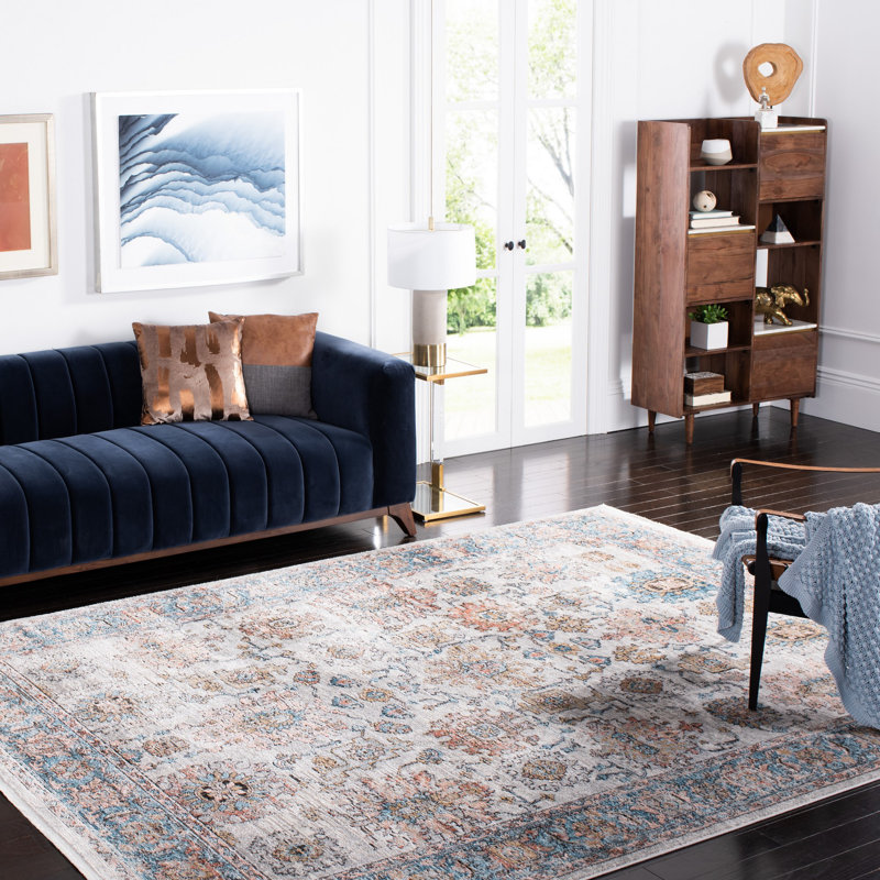 Tapis oriental gris / bleu Radium, Rectangle 4 pi x 6 pi