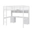Lit mezzanine double avec bureau, armoires, tiroirs, tablette de chevet et prise de recharge