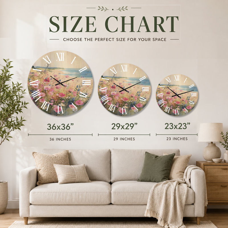 Solid Wood Analogue Wall Clock, Très grand