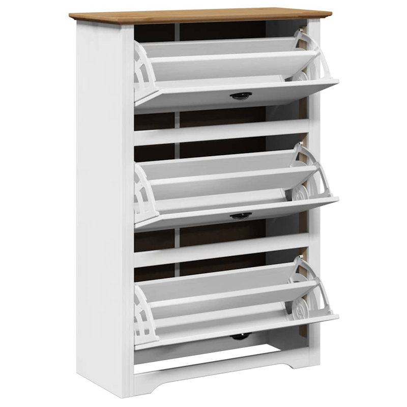 12 Pair Shoe Rack, White/Brown