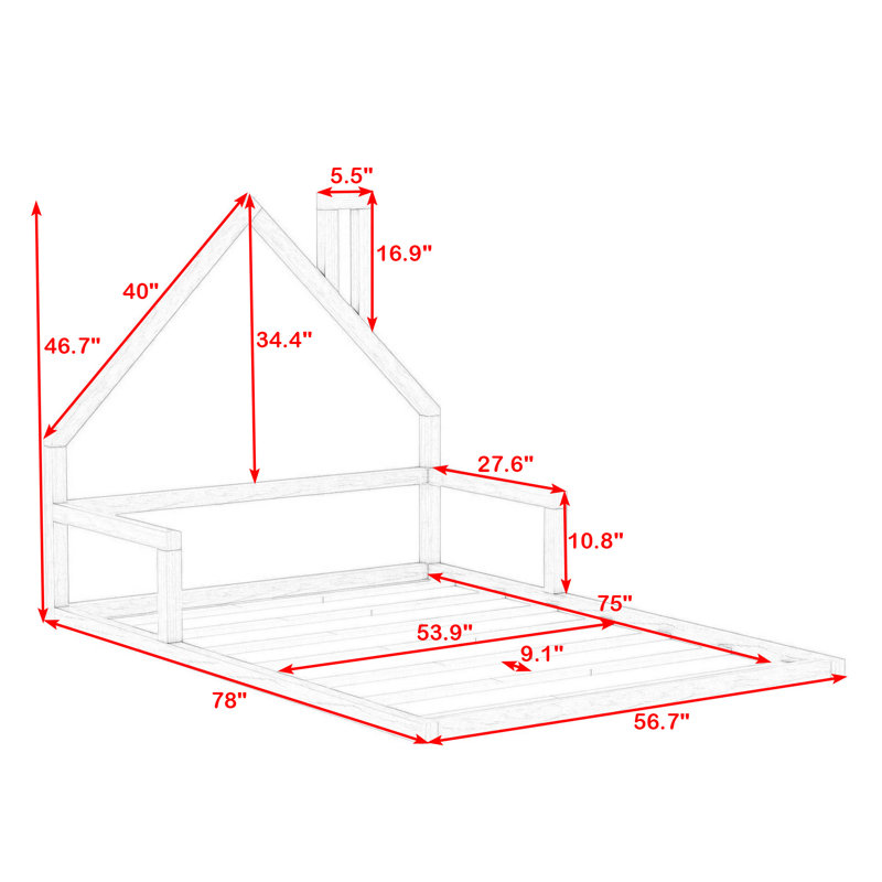 Structure de lit en bois Evariste, Blanc