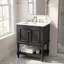 Meuble-lavabo de salle de bain autoportant en bois massif 24 po + 24 po avec plateau ouvert et rangement fermé noir-130995012