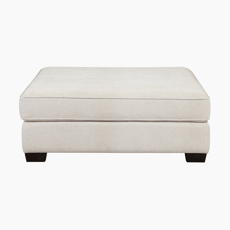 Linette 51" Modern & Contemporary Chenille Square Ottoman with Solid Wood Frame and Solid Wood Legs