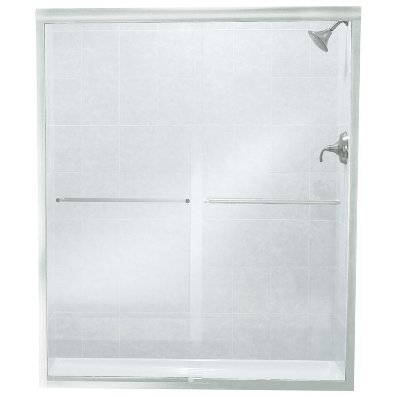 Finesse 57'' x 70.06'' Bypass Frameless Shower Door, Silver