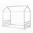 Montessori Style Metal Floor Bed Frame, House Shaped Bed with Guardrails, No Slats-74143708-74143706