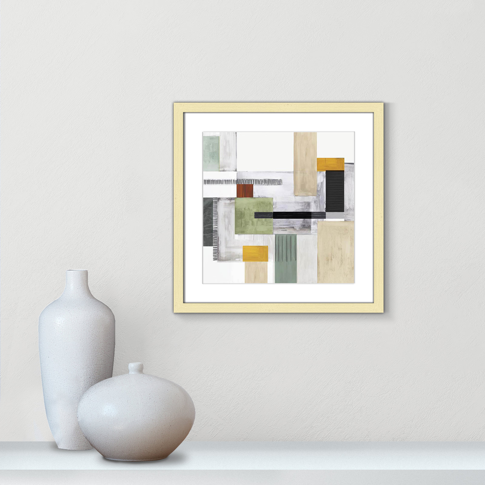 Playful Blocks, Gold Box Framed, 17" H x 17" W x 0.75" D
