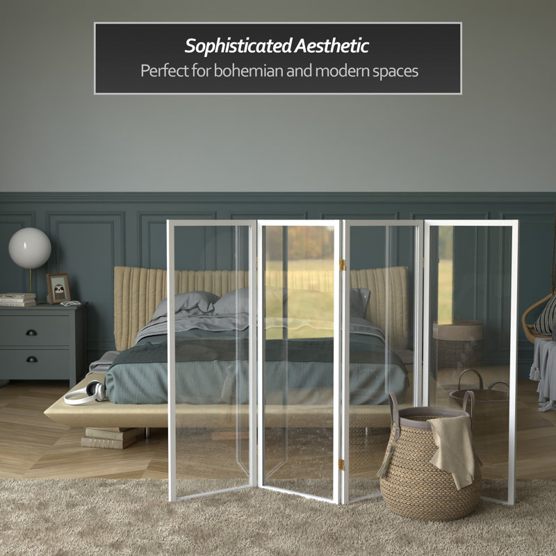 4 Ft. Tall Clear Screen Natural 6 Panel, 4, White, 36" H x 15.75" W x 1" D